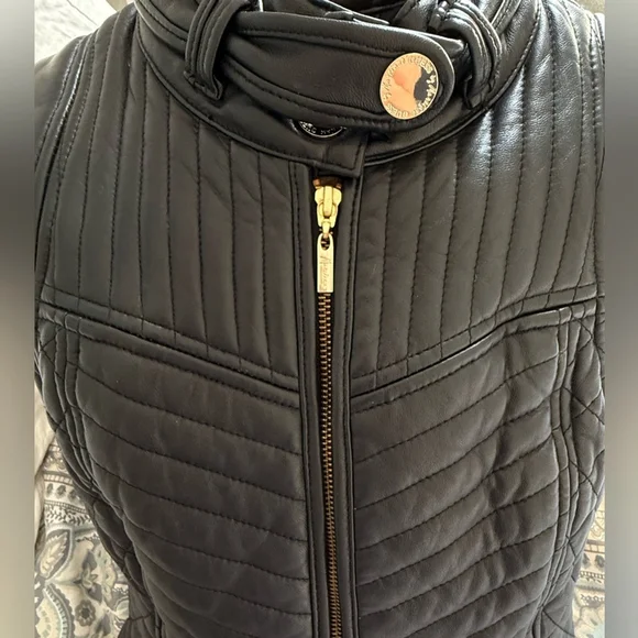 Guess by Marciano Black Leather Moto Vest Size Extra Small XS - Picture 13 of 13